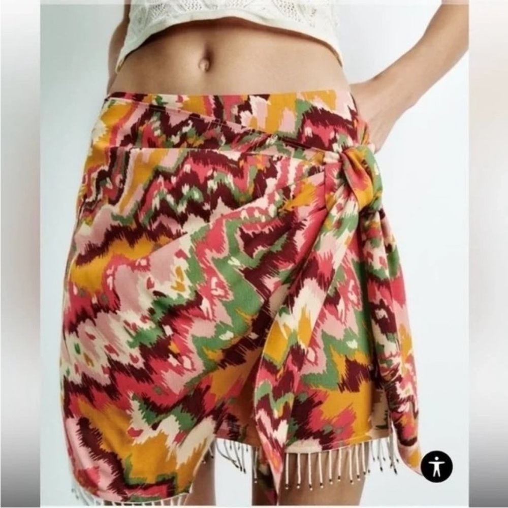 NWOT Zara Beaded Wrap Skirt. Size Medium